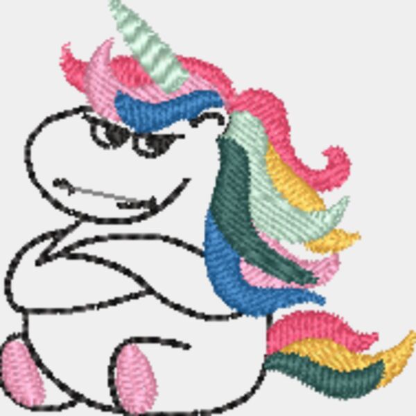 Unicorn grumpy line art Thumbnail